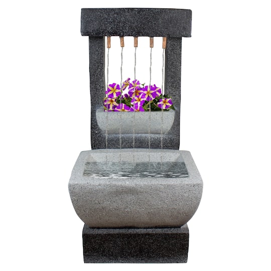 26&#x22; LED Rainfall Outdoor Water Fountain with Planter